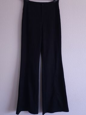 Halara Ribbed High Waisted Tummy Control Casual Flare Pants Black S Regular